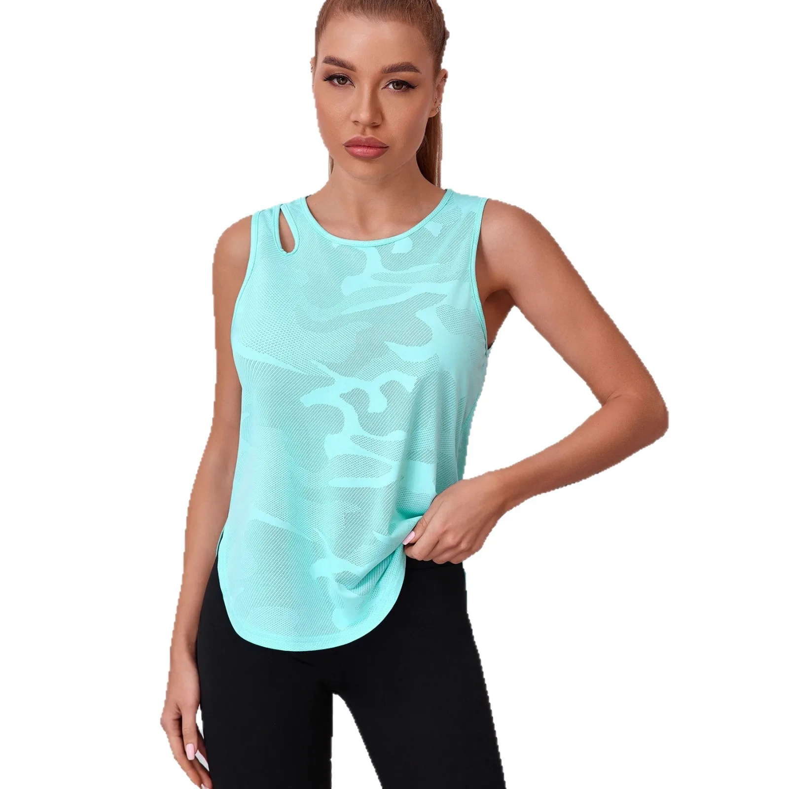 Camiseta Regata Feminina Solta e Casual, para Corrida e Esportes, Secagem Rápida, Respirável, Confortável, em Poliéster - Imagem 4