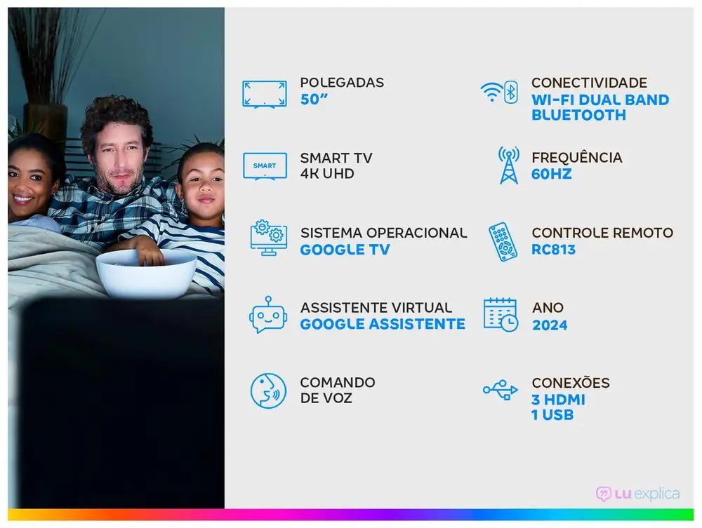 Smart TV Semp 50’’ 4K UHD LED S61 – Google TV AiPQ Pro - Imagem 2