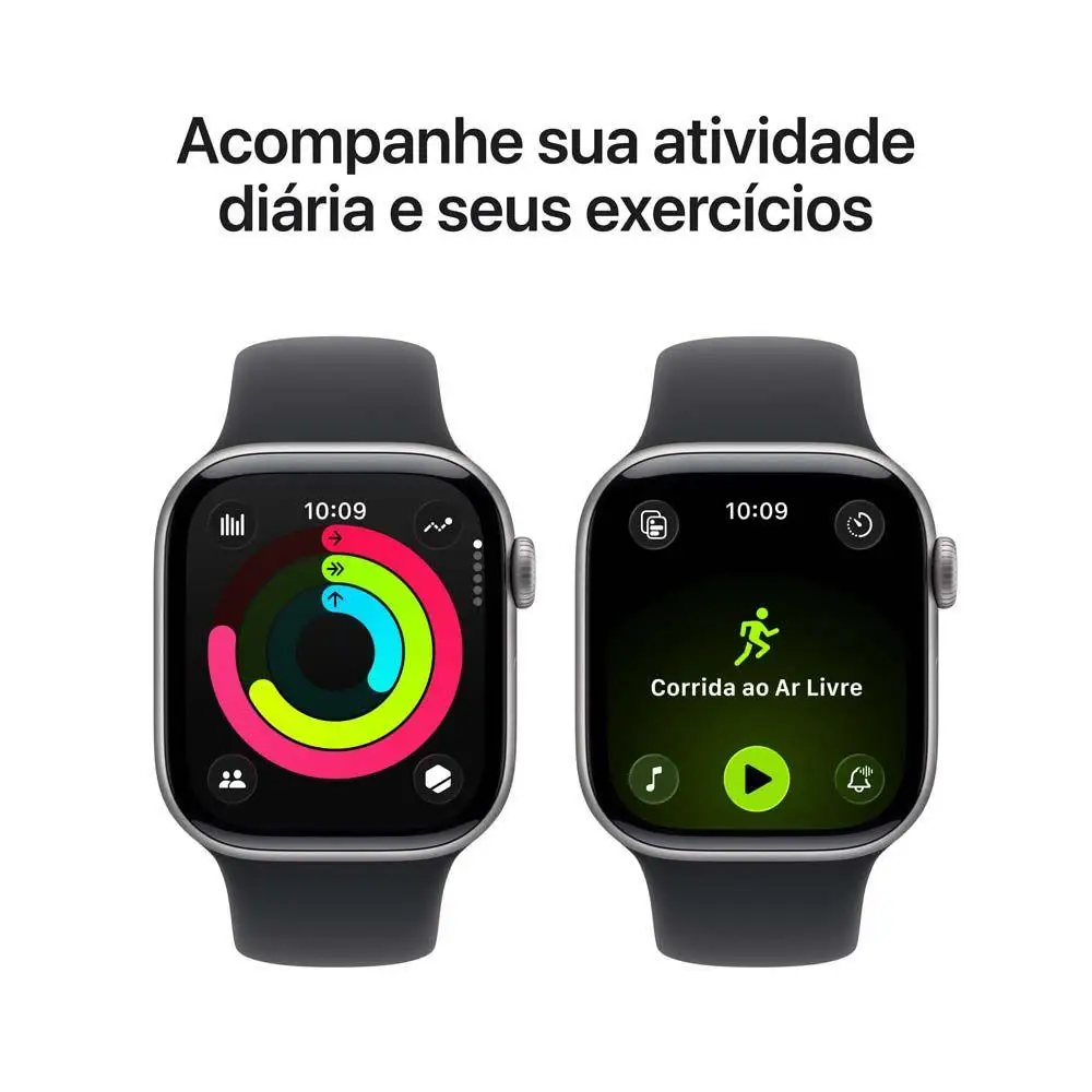Apple Watch Series 11 GPS 42mm – Caixa Cinza Espacial Alumínio + Pulseira Esportiva Preta M/G - Imagem 4